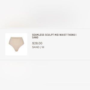 NWOT SKIMS Seamless Sculpt Mid Waist Thong Sand Medium